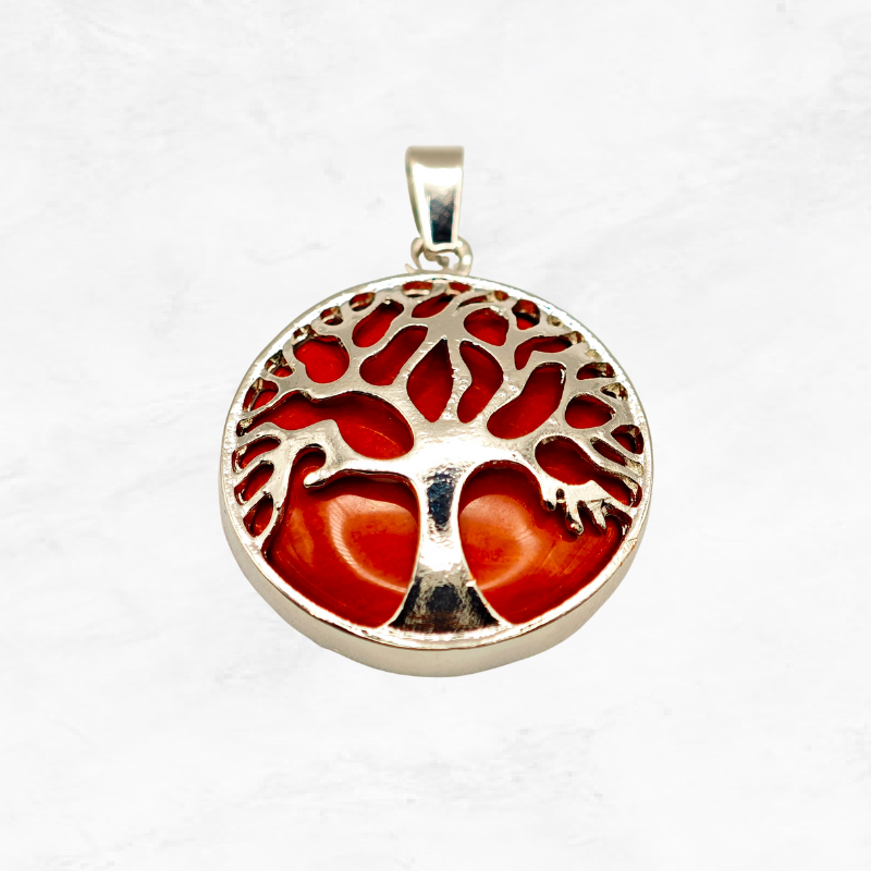 Pendentif "Energie pure" Arbre de vie en Agate rouge