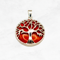 Pendentif "Energie pure" Arbre de vie en Agate rouge