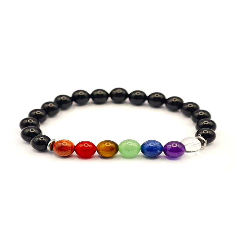 Bracelet 7 chakras Onyx - Ancrage, Équilibre & Maîtrise de soi