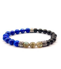 Bracelet en Obsidienne noire Lapis lazuli (AA+) et Labradorite (A)