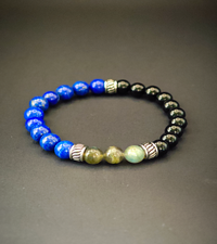 Bracelet en Obsidienne noire Lapis lazuli (AA+) et Labradorite (A)