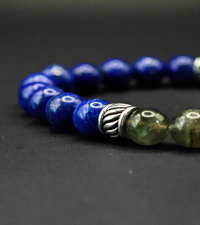 Bracelet en Obsidienne noire Lapis lazuli (AA+) et Labradorite (A)