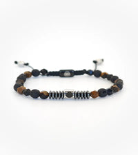 Bracelet tressé Rift - Œil de Tigre, Agate Noire & Pierre de Lave 6mm