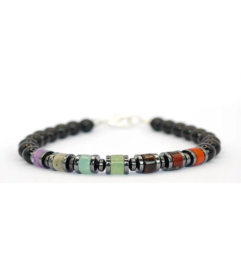 Bracelet 7 Chakras - Tourmaline Noire 6mm