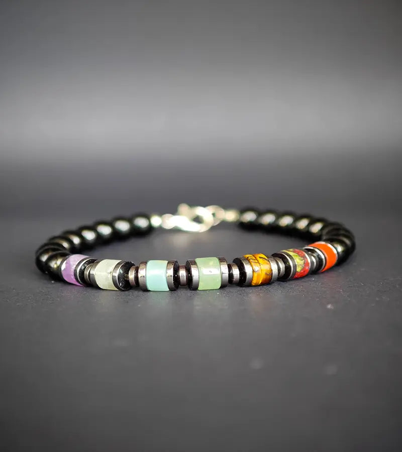 Bracelet 7 Chakras - Tourmaline Noire 6mm