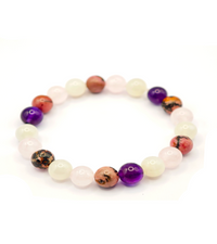 Bracelet "Mira" Rhodonite Quartz rose Pierre de Lune Améthyste