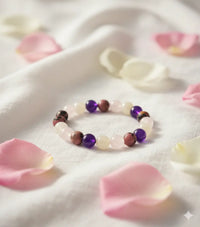 Bracelet "Mira" Rhodonite Quartz rose Pierre de Lune Améthyste