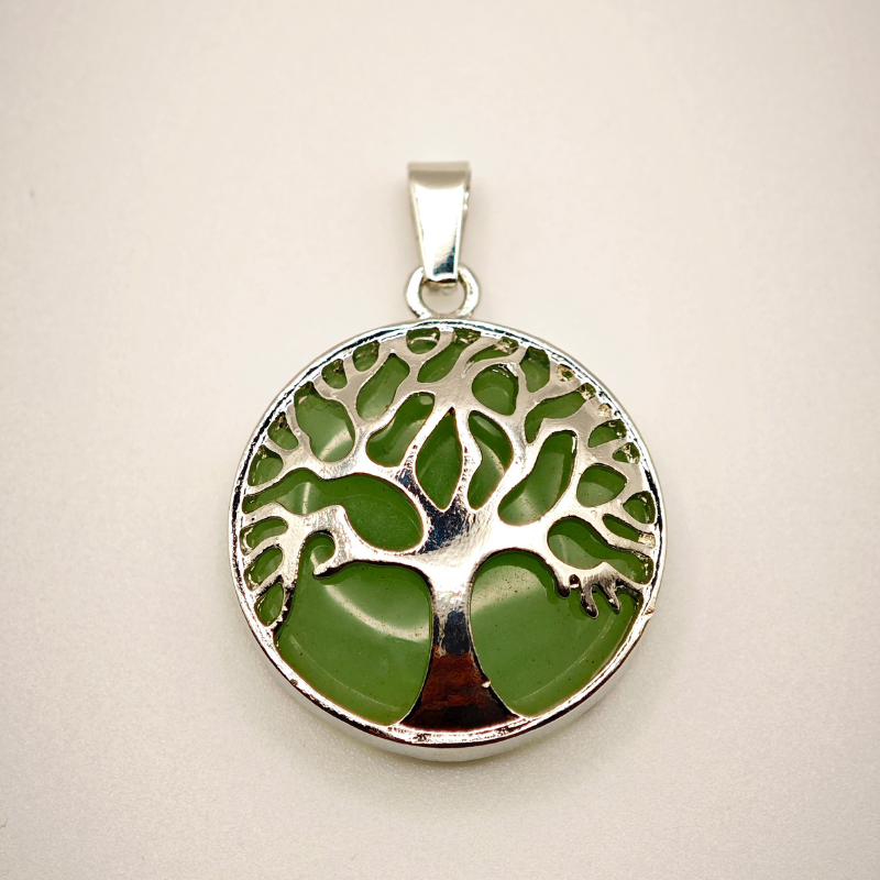 Pendentif "Energie pure" Arbre de vie en Aventurine verte