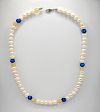 Collier "Blue Glow" en perles d'eau douce et Citrine
