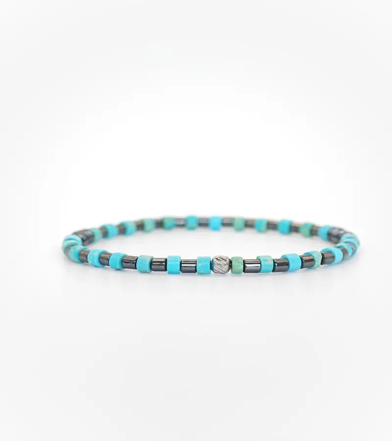 Bracelet Alignement - Turquoise 4mm