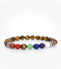 Bracelet 7 chakras en oeil du tigre - Alignement & Protection
