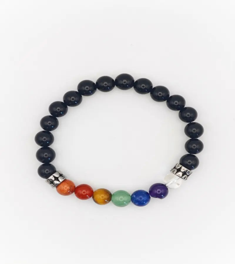Bracelet 7 chakras Onyx - Ancrage, Équilibre & Maîtrise de soi