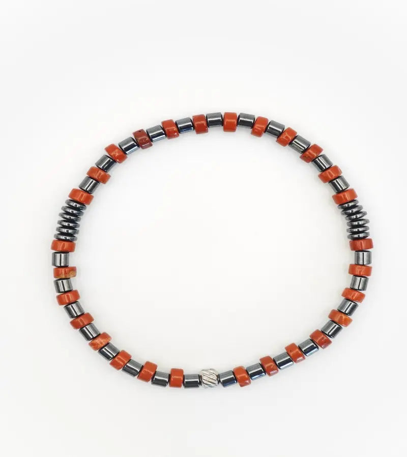 Bracelet Alignement - Jaspe Rouge 4mm