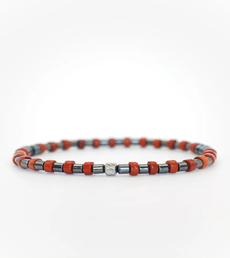 Bracelet Alignement - Jaspe Rouge 4mm