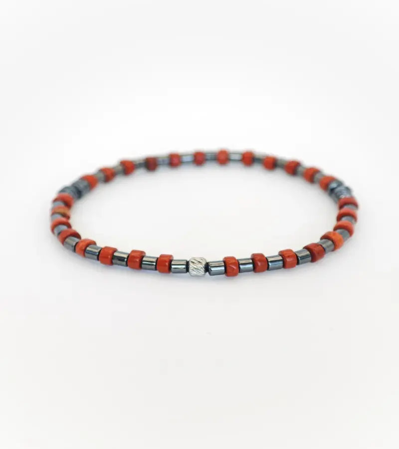 Bracelet Alignement - Jaspe Rouge 4mm