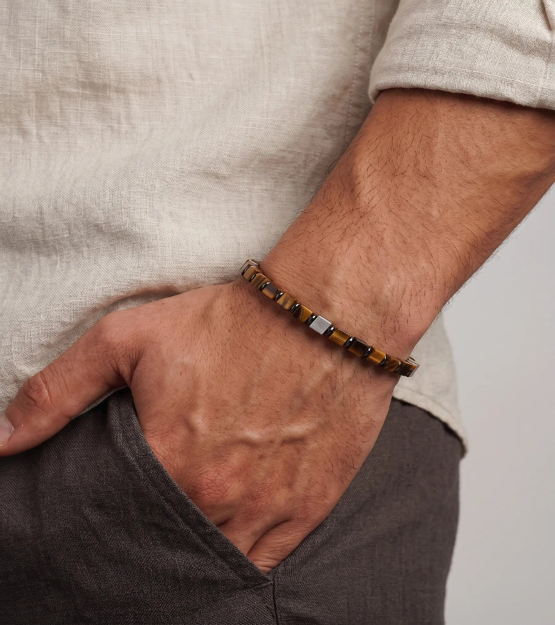 Bracelet Mosaïque - Œil de Tigre 4mm