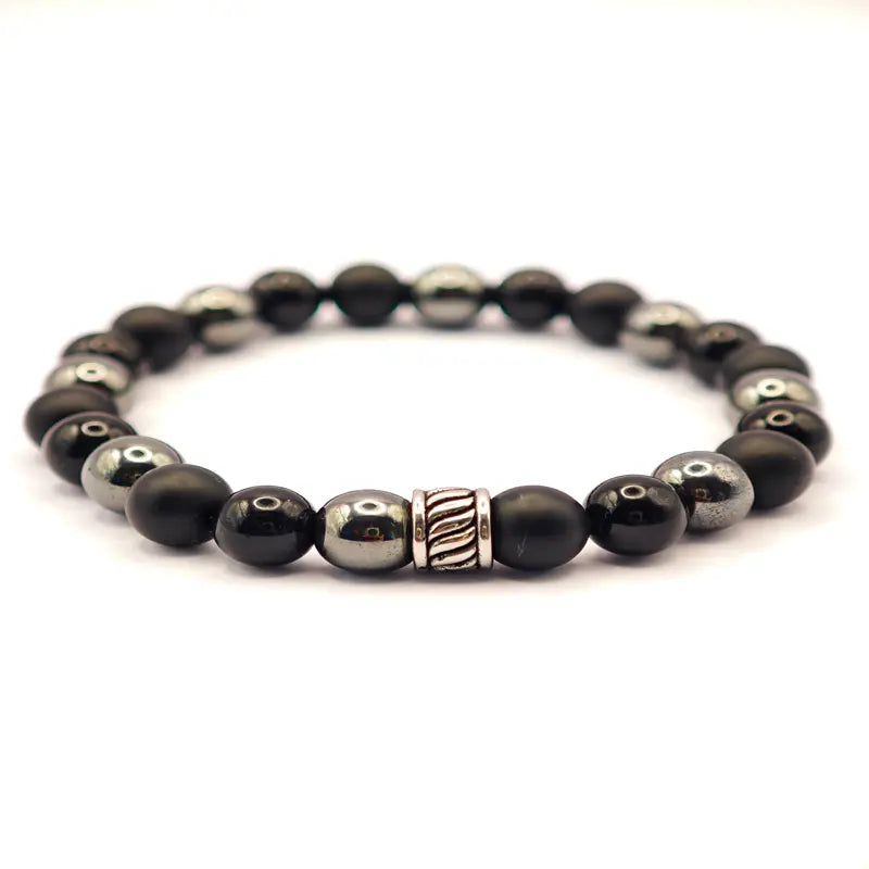 Bracelet Triple puissance (Obsidienne noire, Onyx mat et Hématite)