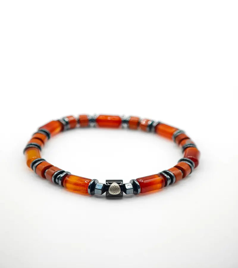 Bracelet Résonance - Agate Rouge & Jaspe Rouge 6mm