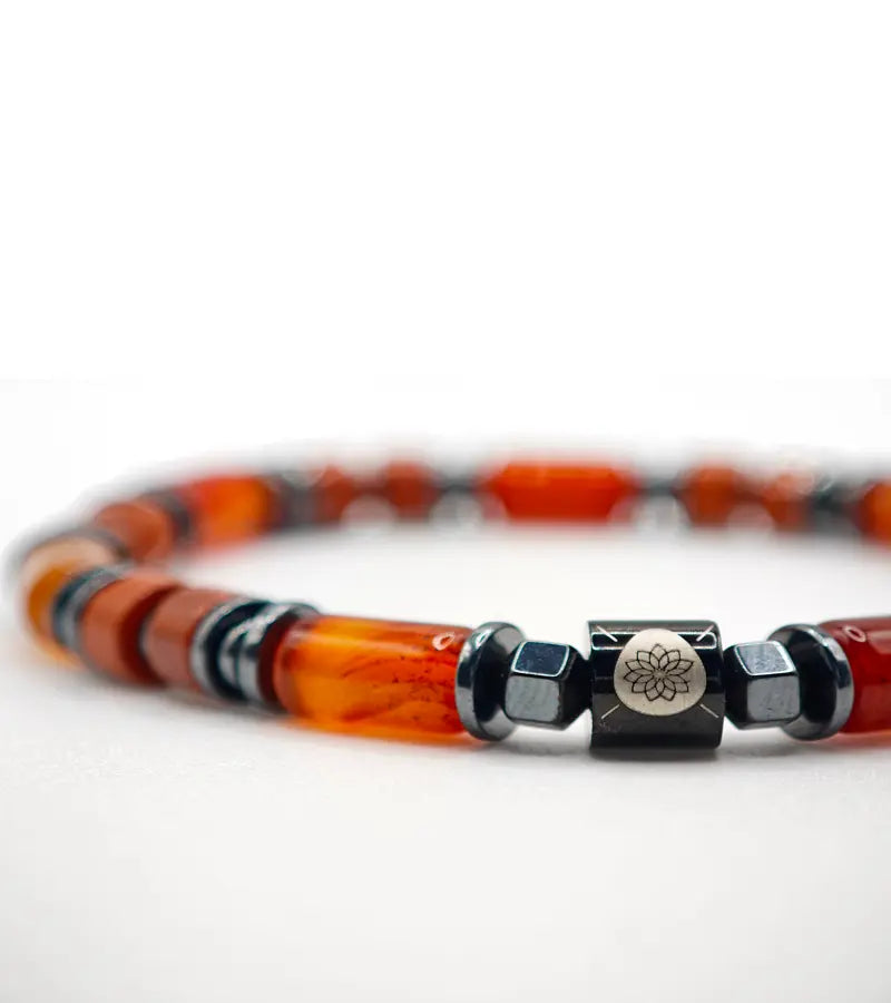 Bracelet Résonance - Agate Rouge & Jaspe Rouge 6mm