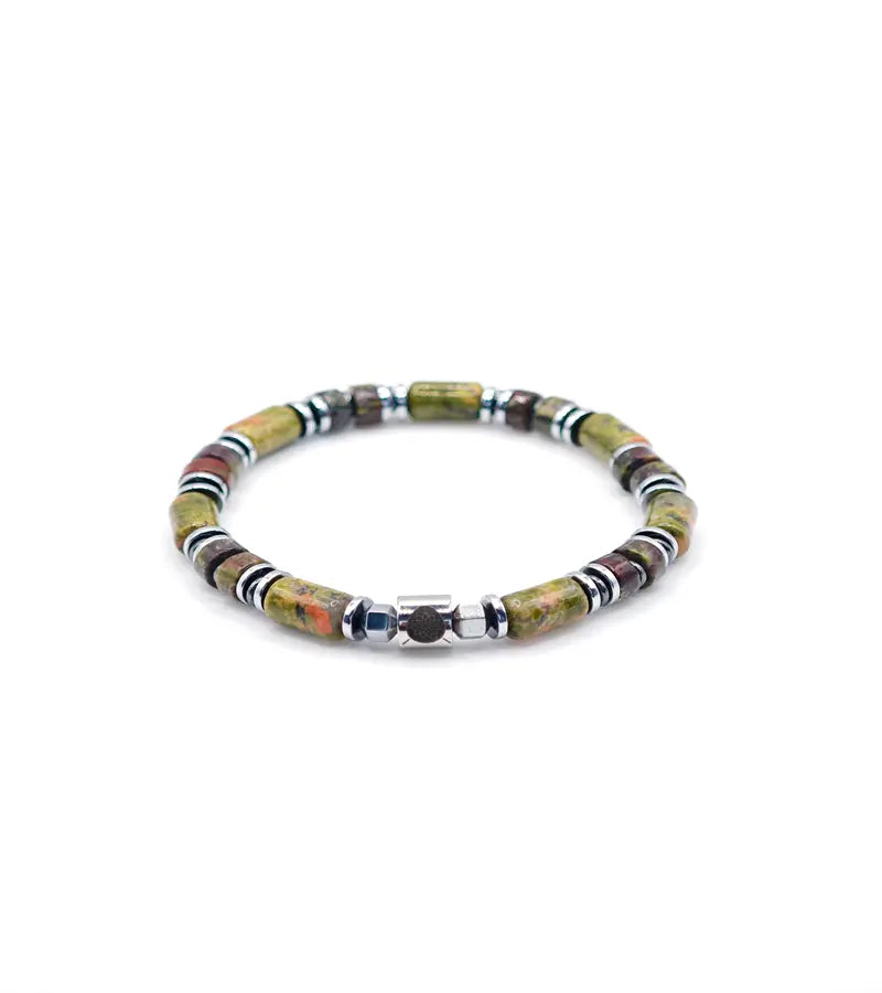 Bracelet Résonance - Unakite & Sang du Dragon 6mm