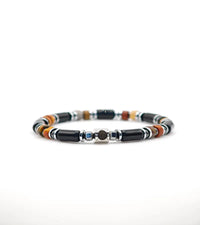 Bracelet Résonance - Agate noire & Jaspe Picasso 6mm