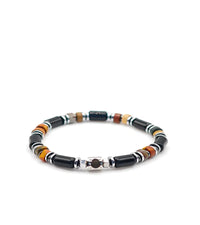 Bracelet Résonance - Agate noire & Jaspe Picasso 6mm