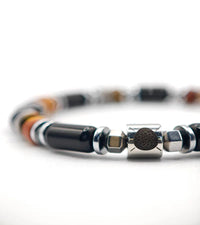 Bracelet Résonance - Agate noire & Jaspe Picasso 6mm