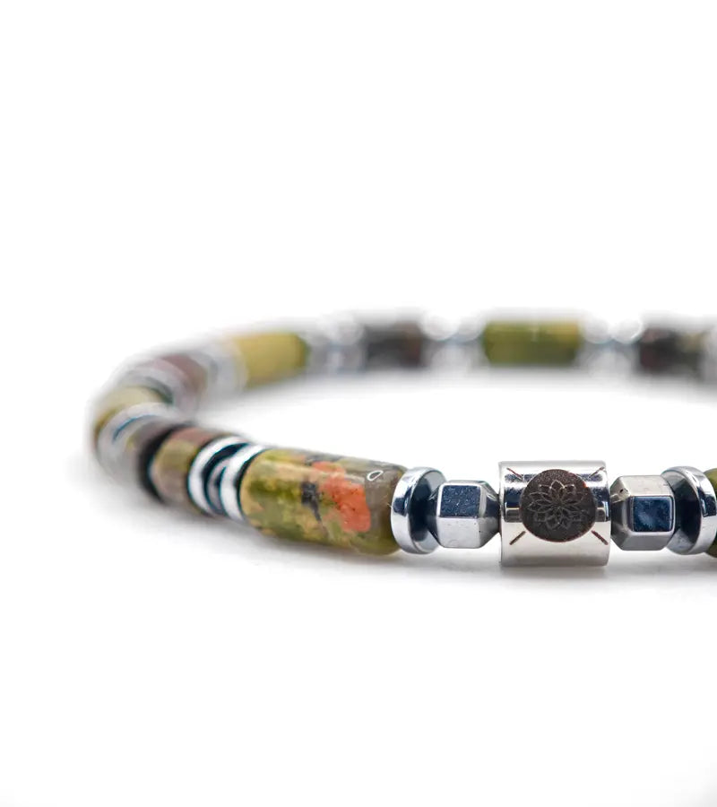 Bracelet Résonance - Unakite & Sang du Dragon 6mm