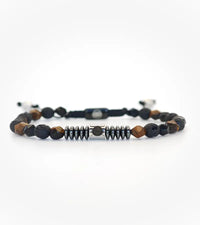 Bracelet tressé Rift - Œil de Tigre, Agate Noire & Pierre de Lave 6mm