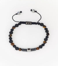 Bracelet tressé Rift - Œil de Tigre, Agate Noire & Pierre de Lave 6mm