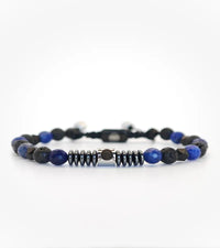 Bracelet tressé Rift - Sodalite, Agate Noire et Pierre de lave 6mm