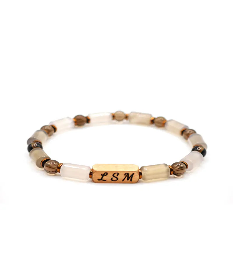 Bracelet Prisme - Agate Grise et Quartz Fumé