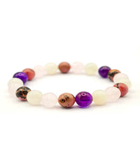 Bracelet "Mira" Rhodonite Quartz rose Pierre de Lune Améthyste