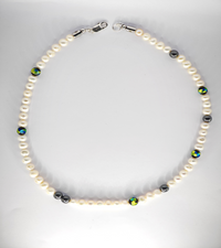 Collier "Earth" en perle d'eau douce et Hématite