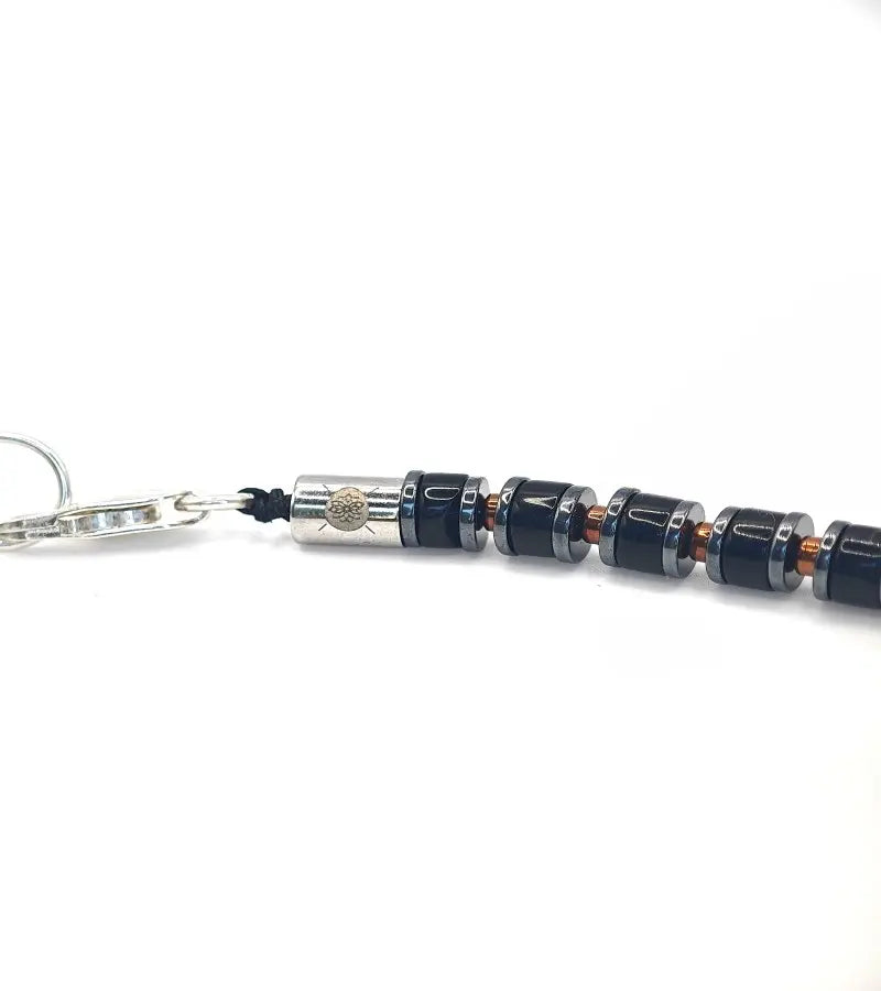 Collier Orion - Agate Noire & Hématite cuivrée 6mm