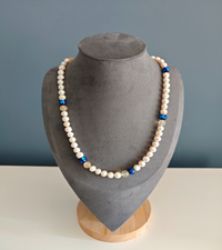 Collier "Blue Glow" en perles d'eau douce et Citrine