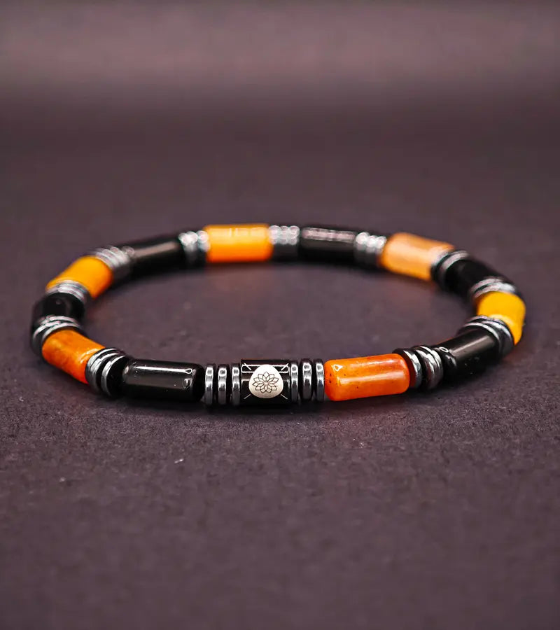 Bracelet Aether - Edition Limitée Halloween Jade Jaune & Agate Noire