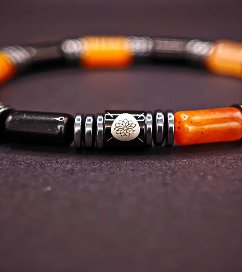 Bracelet Aether - Edition Limitée Halloween Jade Jaune & Agate Noire