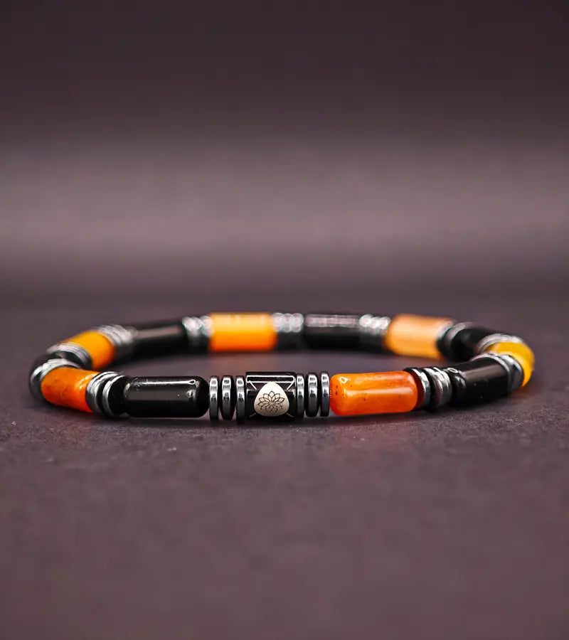 Bracelet Aether - Edition Limitée Halloween Jade Jaune & Agate Noire