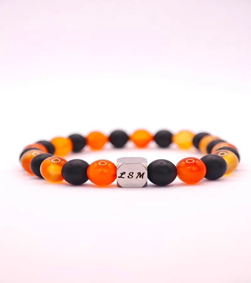 Bracelet Edition Halloween Onyx mat & Cornaline multicolore
