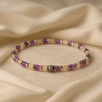 Bracelet "Harmonie" en Améthyste et Quartz rose 4mm