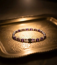 Bracelet "Harmonie" en Améthyste et Quartz rose 4mm