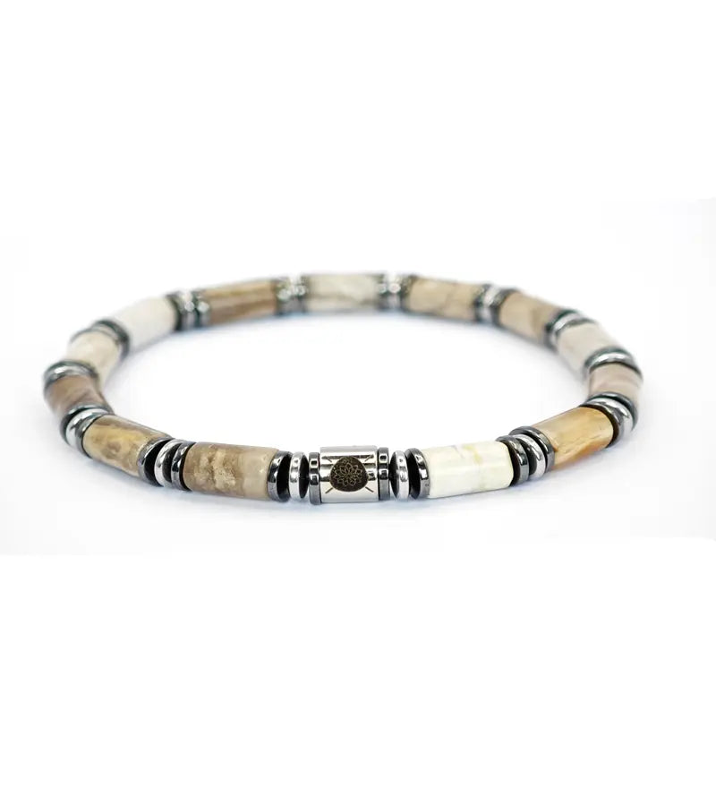 Bracelet Aether - Jaspe Feuille d'Argent 6mm