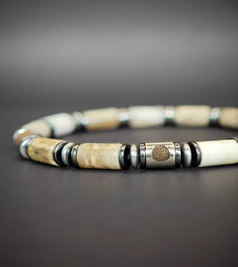 Bracelet Aether - Jaspe Feuille d'Argent 6mm