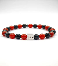 Bracelet en Obsidienne Noire et Cornaline