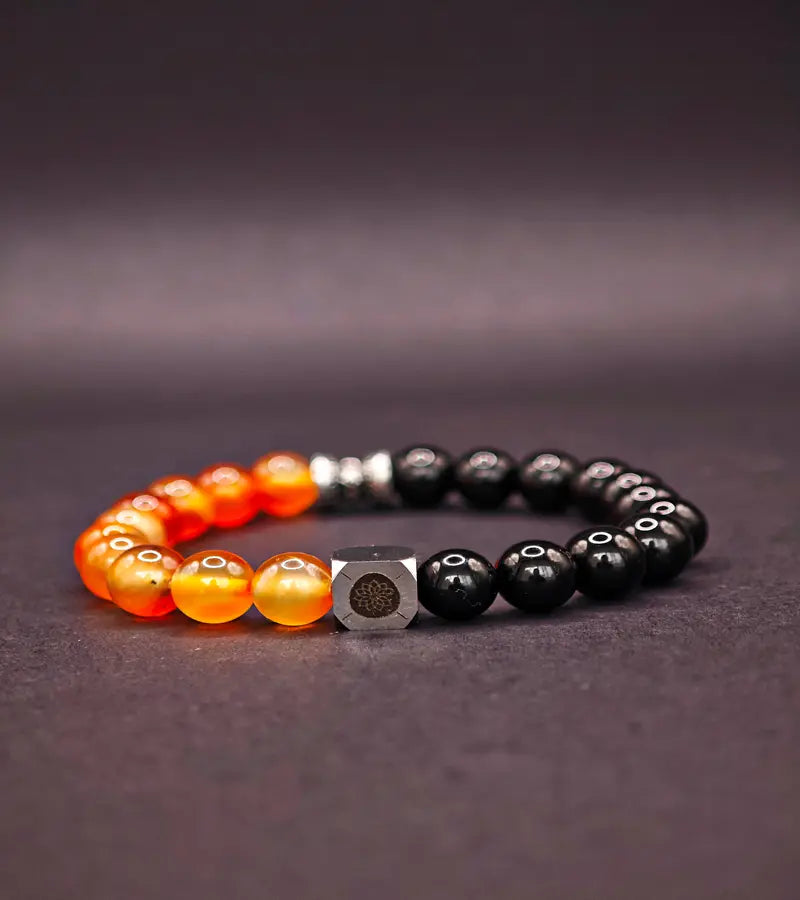 Bracelet Edition Limité Halloween Onyx noir et Cornaline multicolore