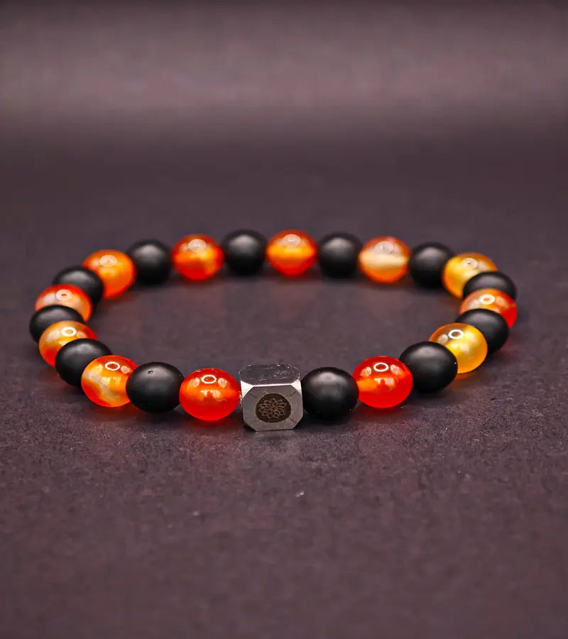 Bracelet Edition Halloween Onyx mat & Cornaline multicolore
