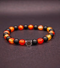 Bracelet Edition Halloween Onyx mat & Cornaline multicolore