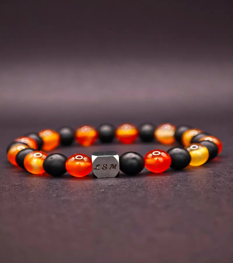 Bracelet Edition Halloween Onyx mat & Cornaline multicolore