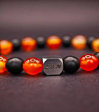 Bracelet Edition Halloween Onyx mat & Cornaline multicolore